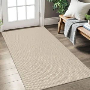 Boho Entryway Rug 3x5 ft - Washable Cotton, Non-Slip Rubber Backed Indoor/Outdoor Mat