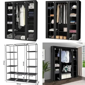 Stainless Steel Portable Clothes Closet - 175cm x 150cm x 45cm