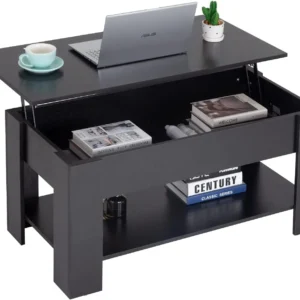 39.4" Lift Top Coffee Table with Hidden Compartment & Shelf